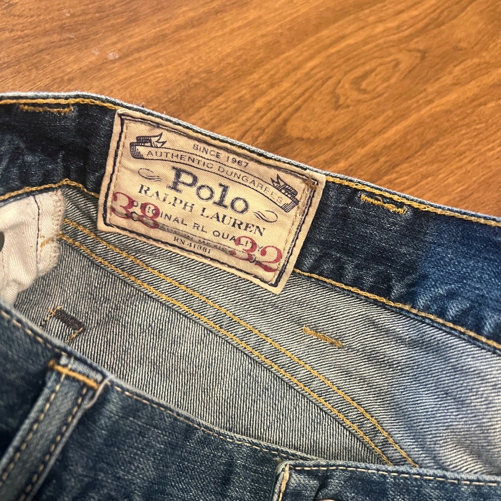 Polo Ralph Lauren Mens Straight Leg Jeans Blue Denim 38x32 Authentic Dungarees - Picture 8 of 13